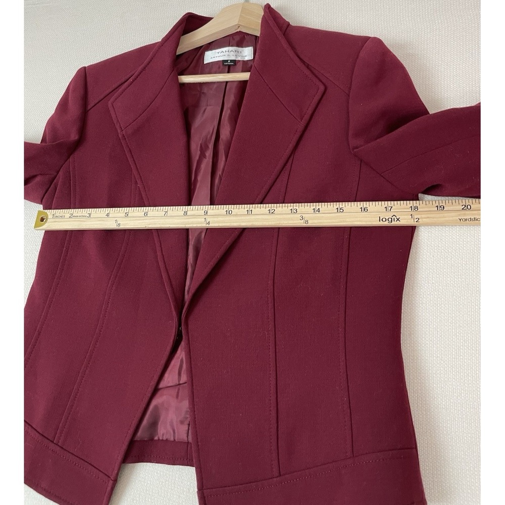 TAHARI Arthur S. Levine Women's Burgundy Blazer Jacket Size 6 Lined Career - Picture 7 of 13